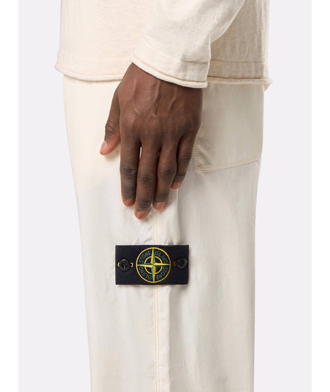 STONE ISLAND Белые хлопковые повседневные брюки, фото 3
