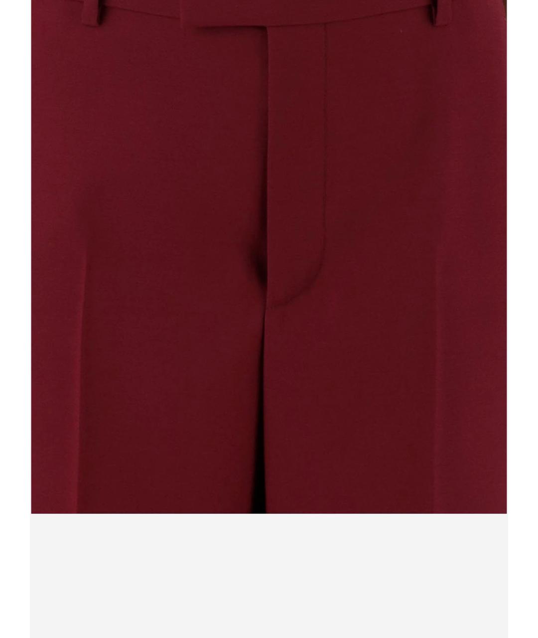 GUCCI Красные шерстяные прямые брюки, фото 3