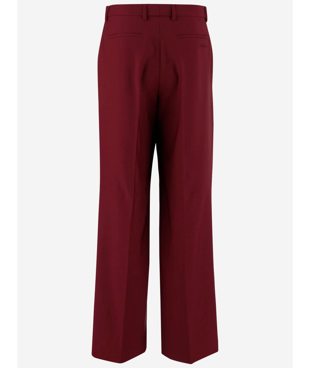 GUCCI Красные шерстяные прямые брюки, фото 2
