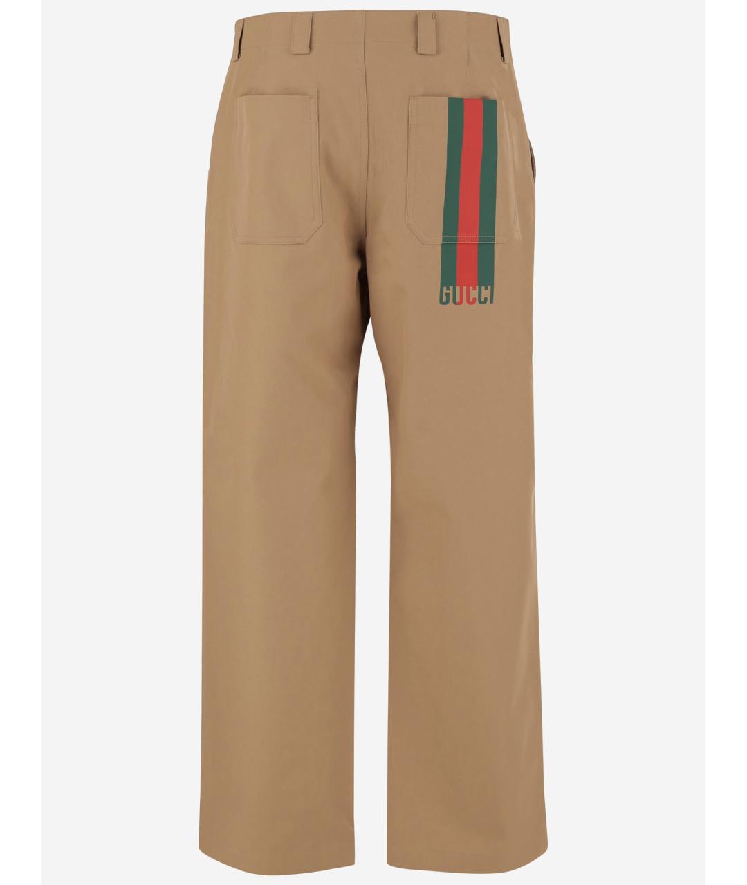 GUCCI Бежевые хлопковые повседневные брюки, фото 2