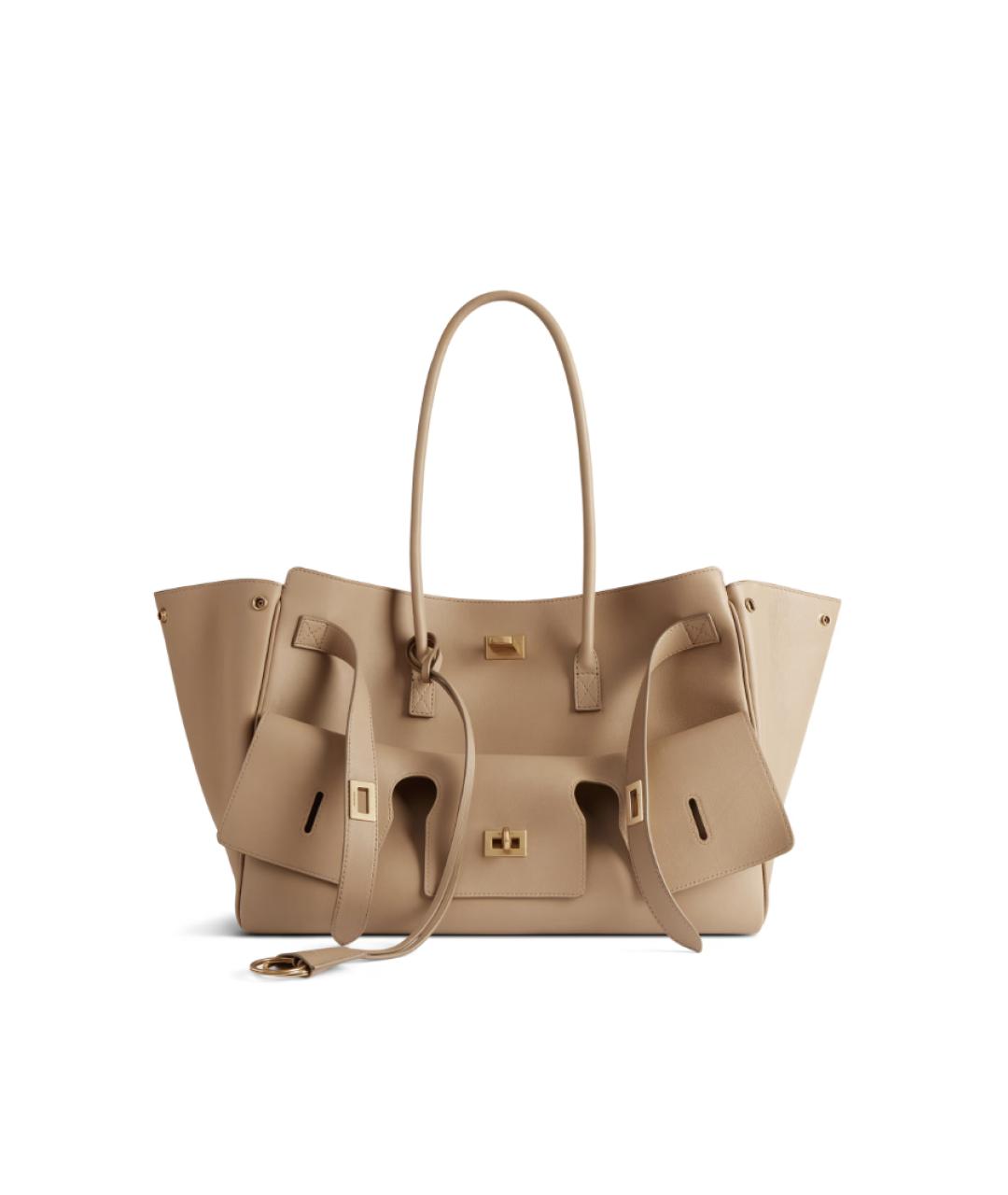 BALENCIAGA Бежевая кожаная сумка тоут, фото 1