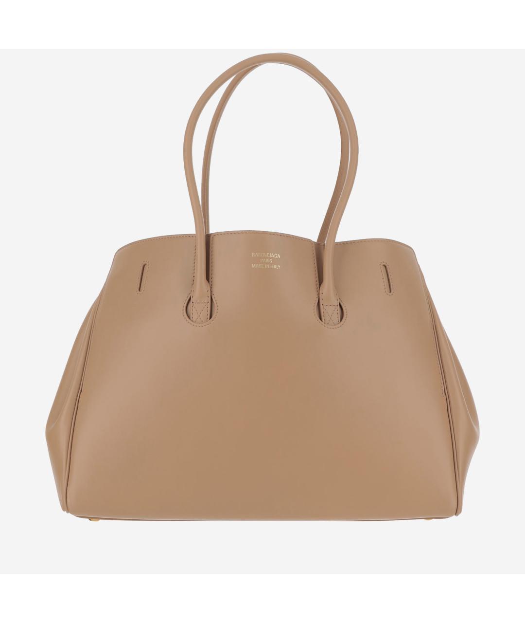 BALENCIAGA Бежевая кожаная сумка тоут, фото 4