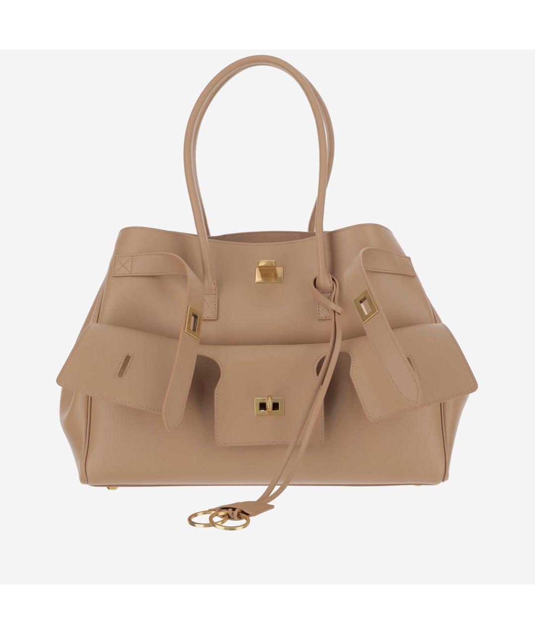 BALENCIAGA Бежевая кожаная сумка тоут, фото 2