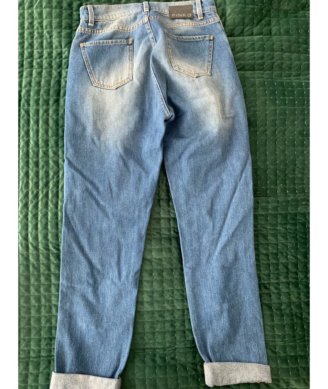 PINKO Синие хлопко-полиэстеровые прямые джинсы, фото 2