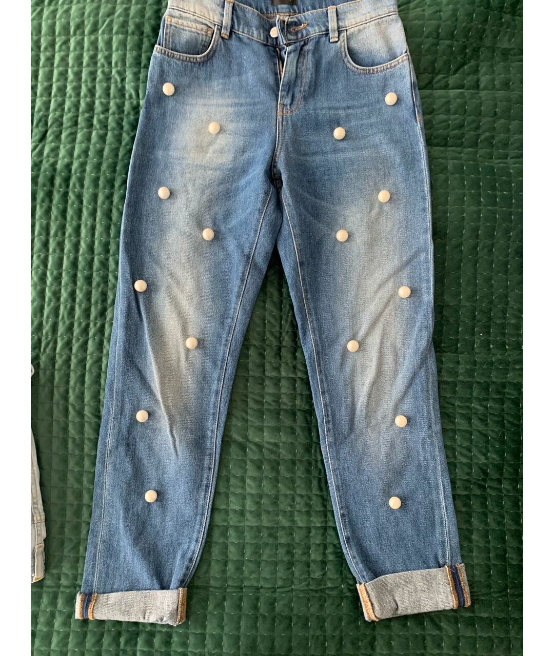 PINKO Синие хлопко-полиэстеровые прямые джинсы, фото 5