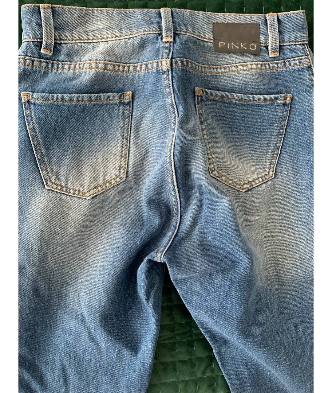 PINKO Синие хлопко-полиэстеровые прямые джинсы, фото 4
