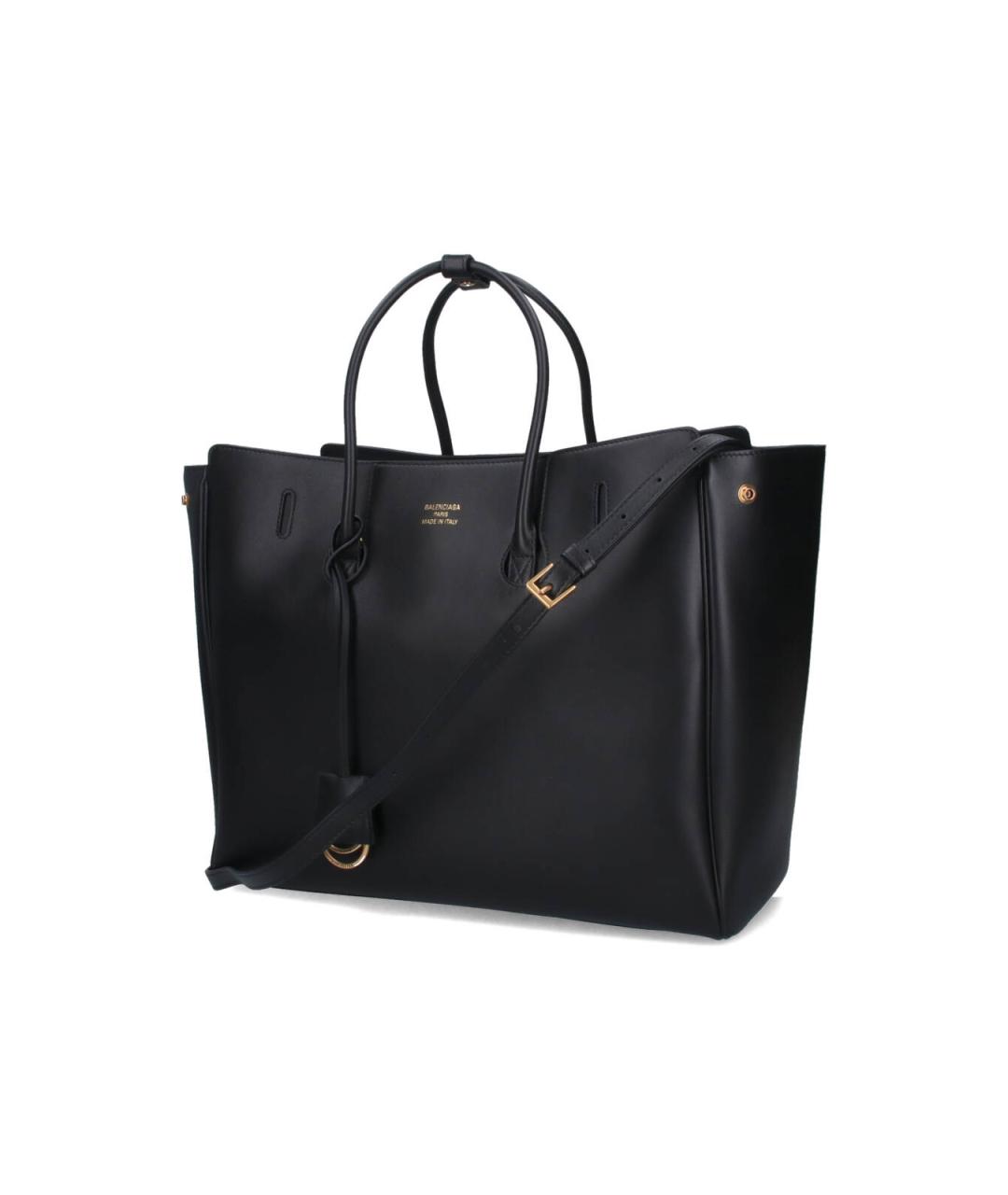 BALENCIAGA Черная кожаная сумка тоут, фото 2