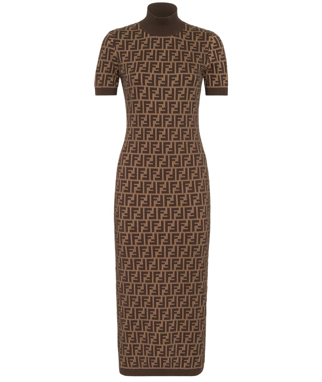 FENDI Коричневое хлопковое повседневное платье, фото 1