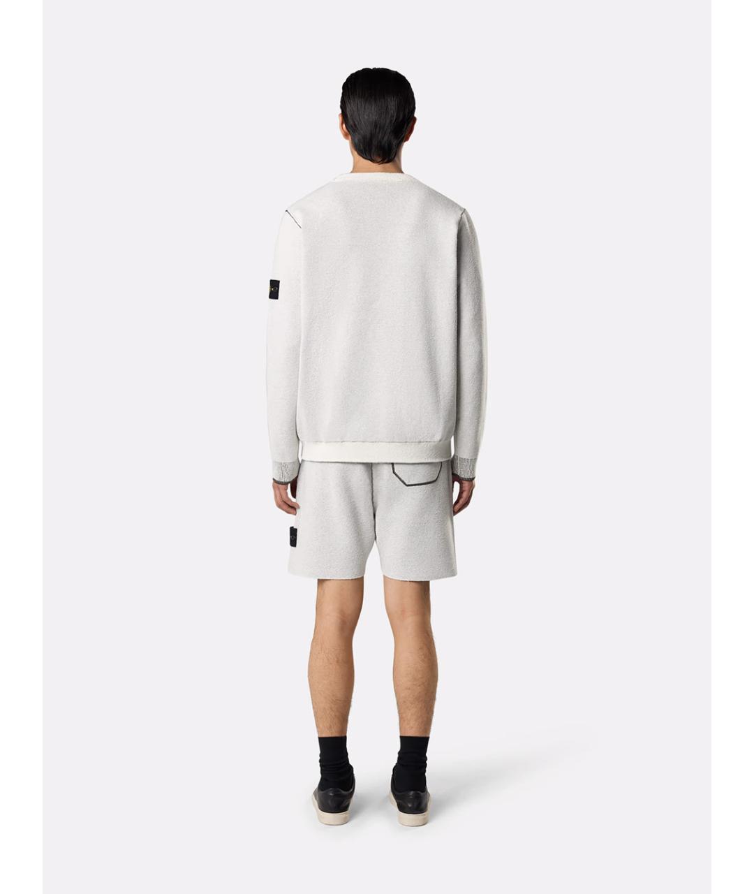 STONE ISLAND Белый хлопковый джемпер / свитер, фото 6