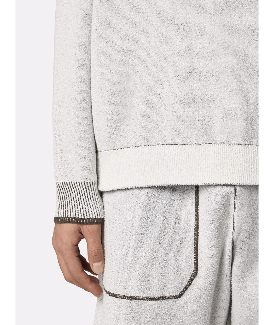 STONE ISLAND Белый хлопковый джемпер / свитер, фото 5