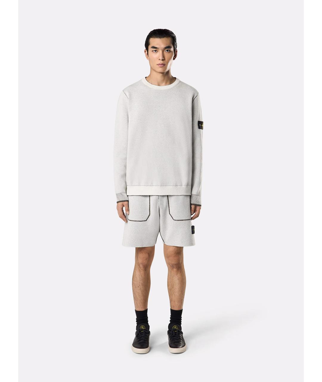 STONE ISLAND Белый хлопковый джемпер / свитер, фото 2