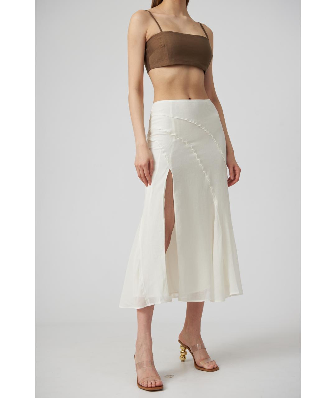 CULT GAIA Белая вискозная юбка миди, фото 2