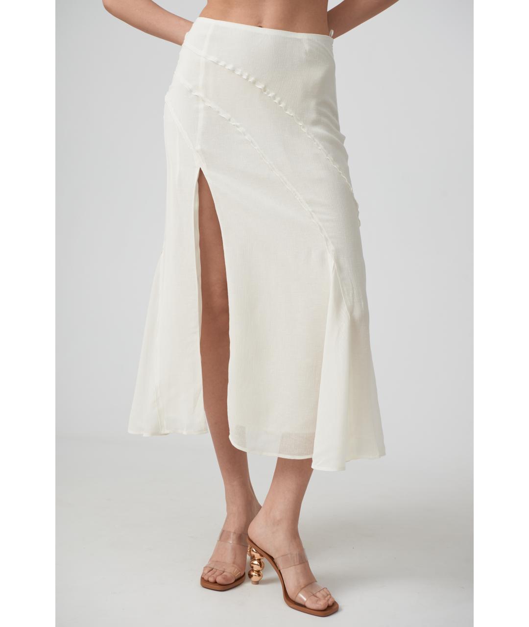 CULT GAIA Белая вискозная юбка миди, фото 4