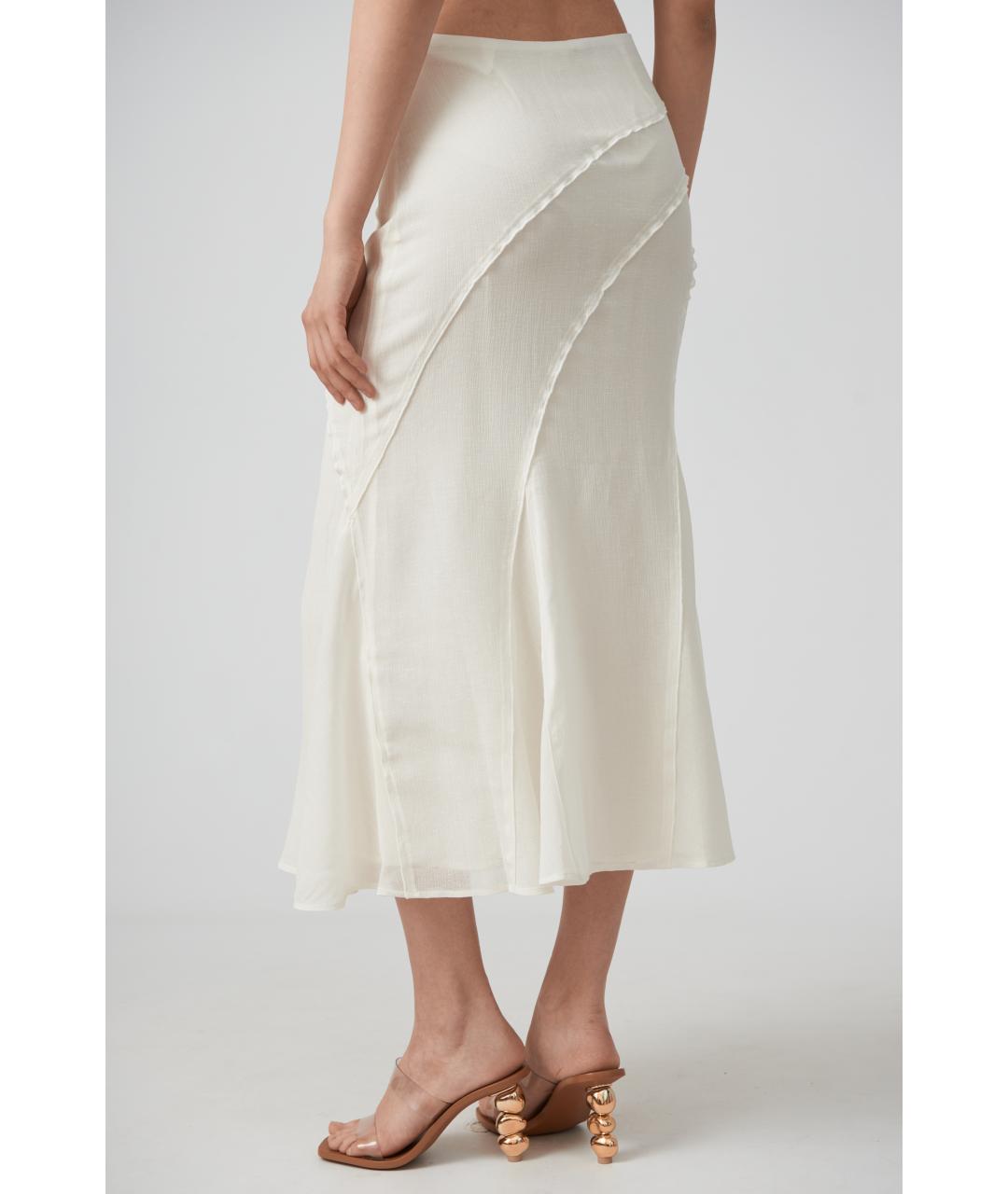 CULT GAIA Белая вискозная юбка миди, фото 6
