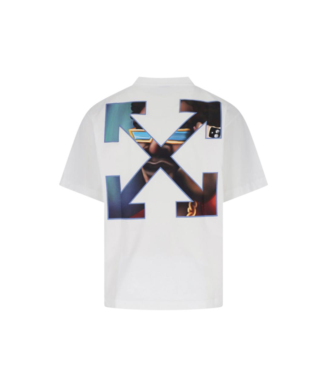 OFF-WHITE Белая хлопковая футболка, фото 2