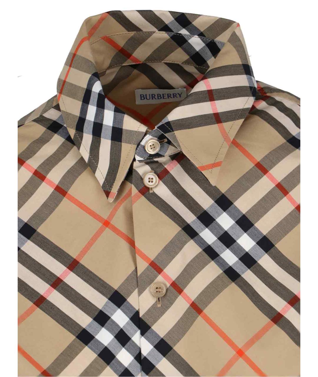 BURBERRY Бежевая хлопковая рубашка, фото 4