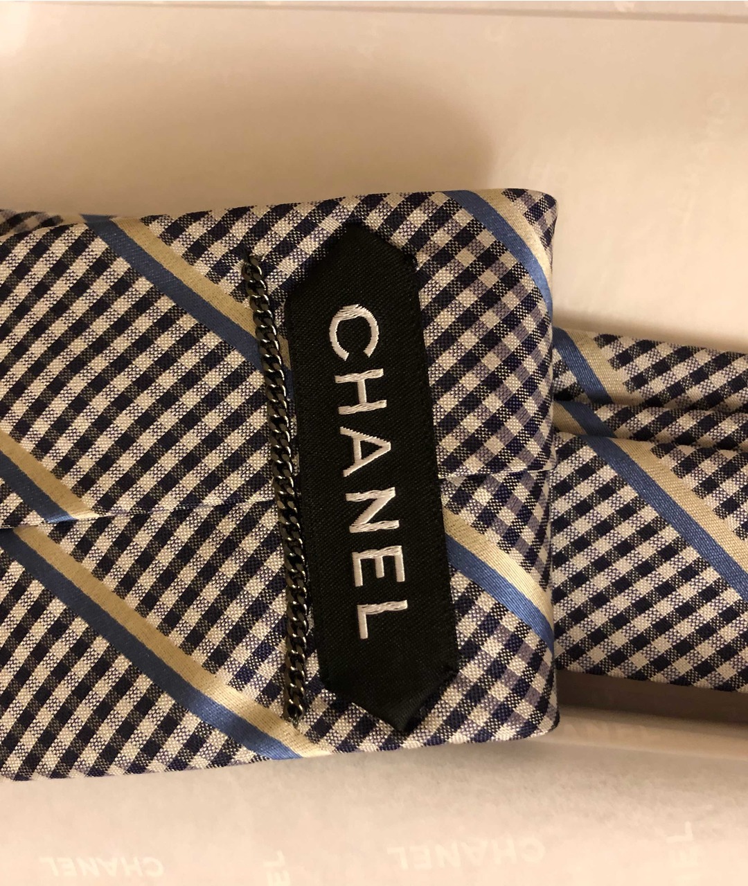 CHANEL PRE-OWNED Серый шелковый галстук, фото 3