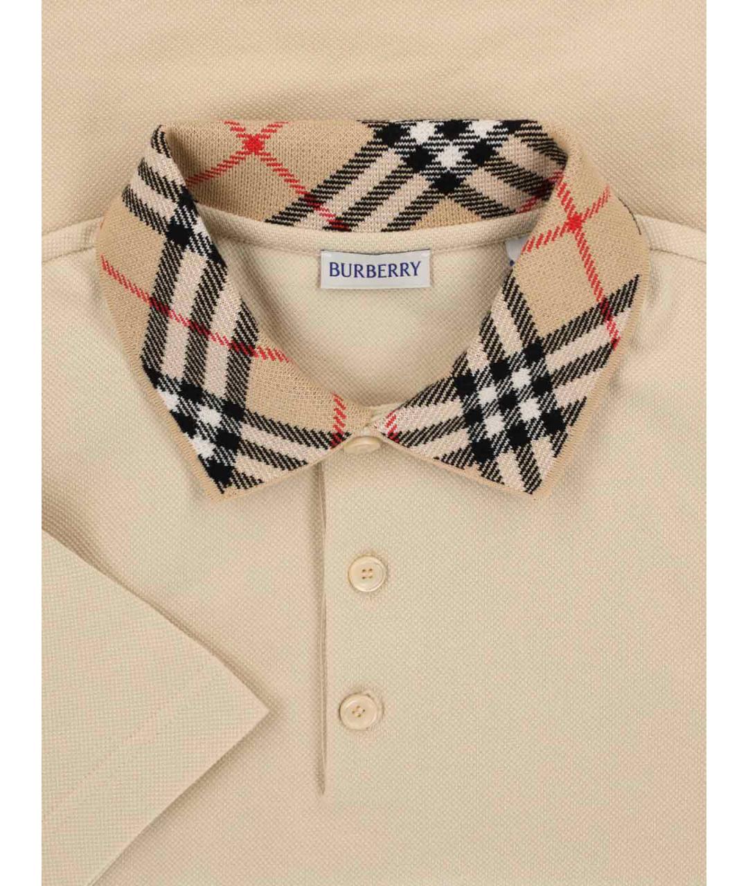 BURBERRY Бежевая хлопковая футболка, фото 3