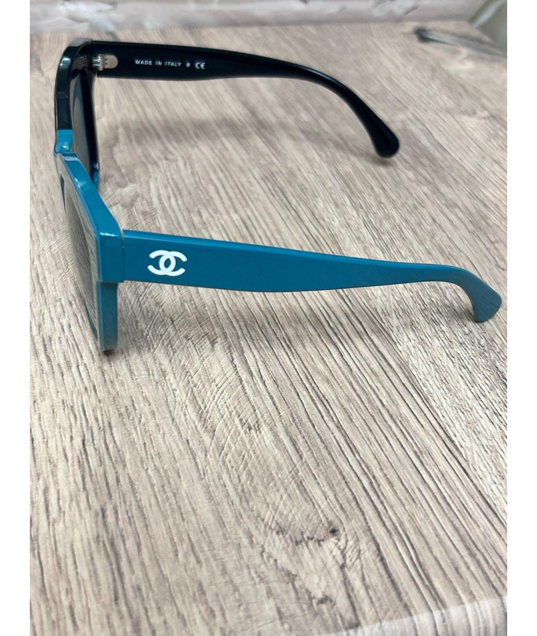 CHANEL Голубые пластиковые солнцезащитные очки, фото 4