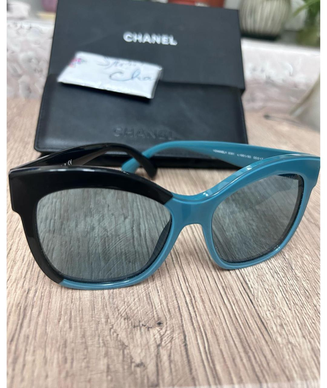 CHANEL Голубые пластиковые солнцезащитные очки, фото 2