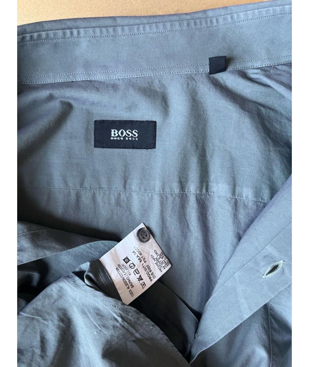 HUGO BOSS Хаки хлопковая классическая рубашка, фото 4