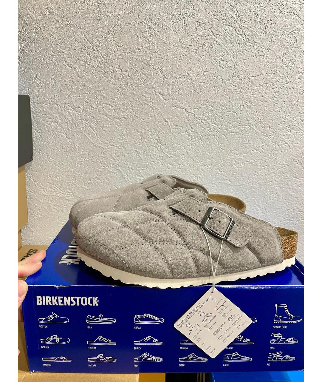 BIRKENSTOCK Серые замшевые сабо, фото 2