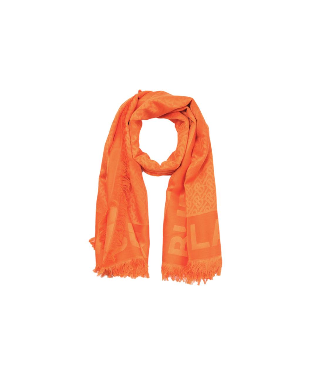 BURBERRY Оранжевый шелковый шарф, фото 1