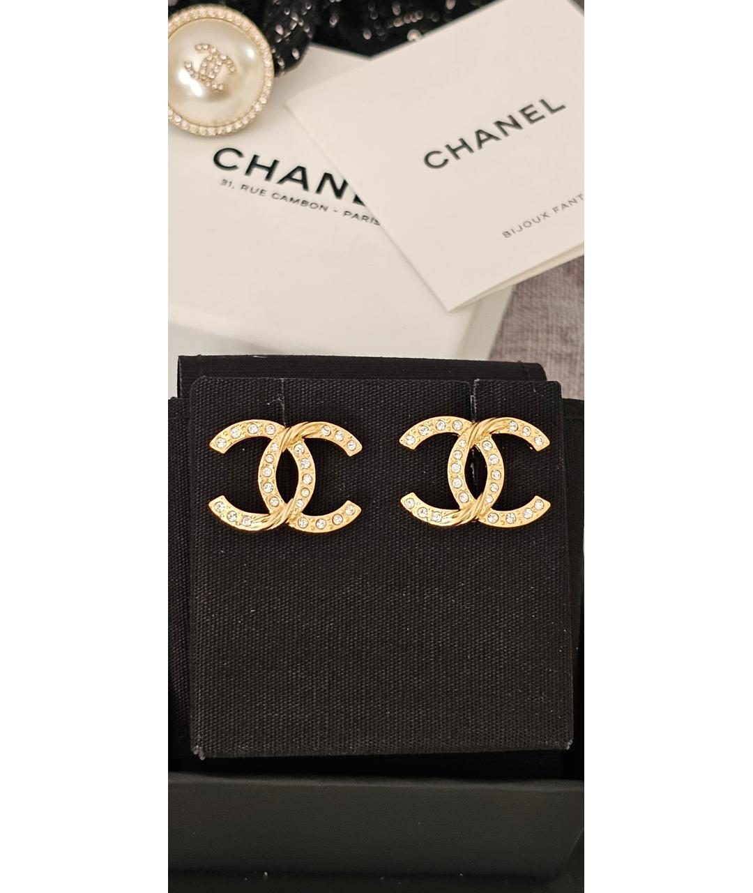 CHANEL Золотые латунные серьги, фото 4