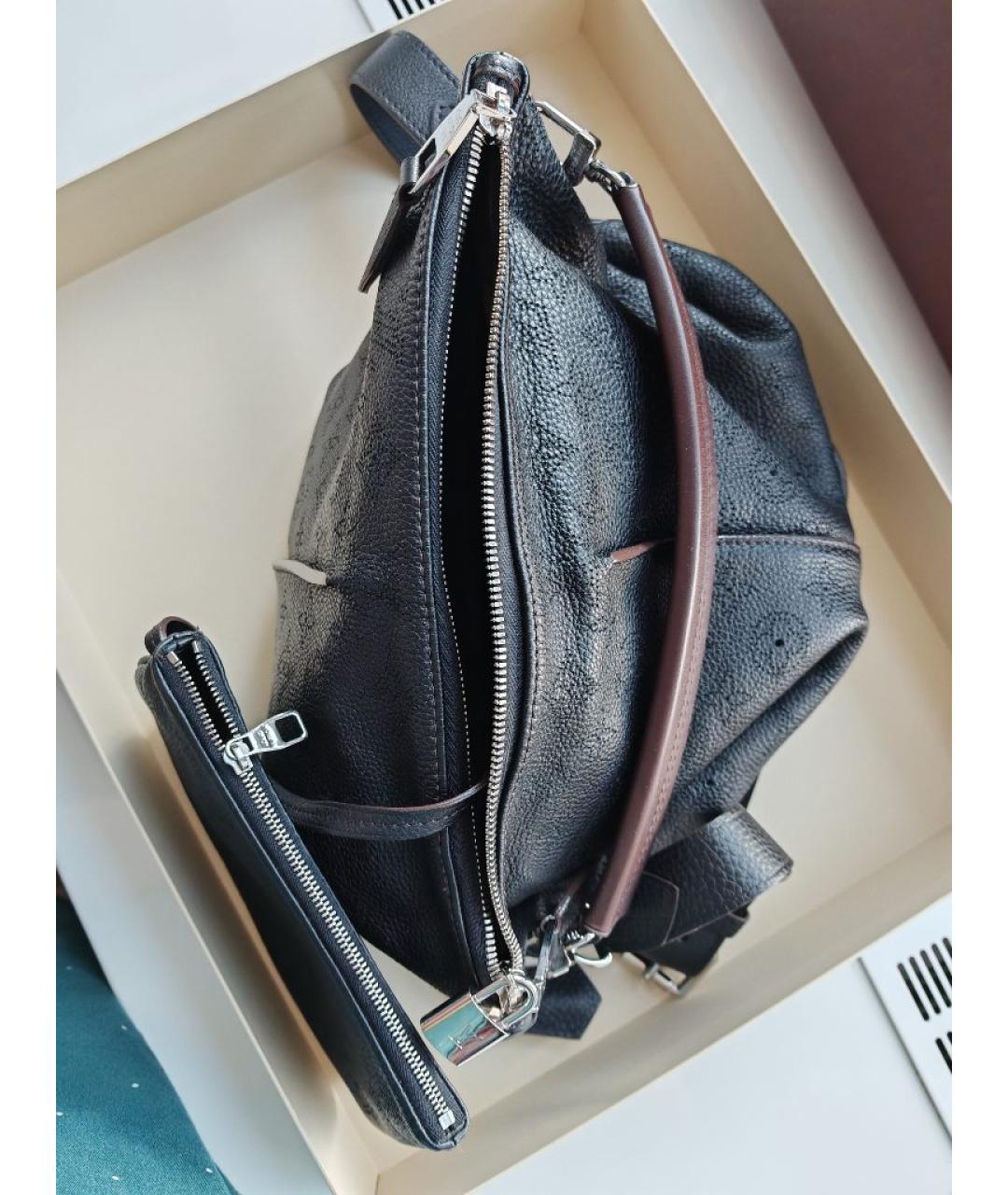 LOUIS VUITTON Черная кожаная сумка через плечо, фото 4