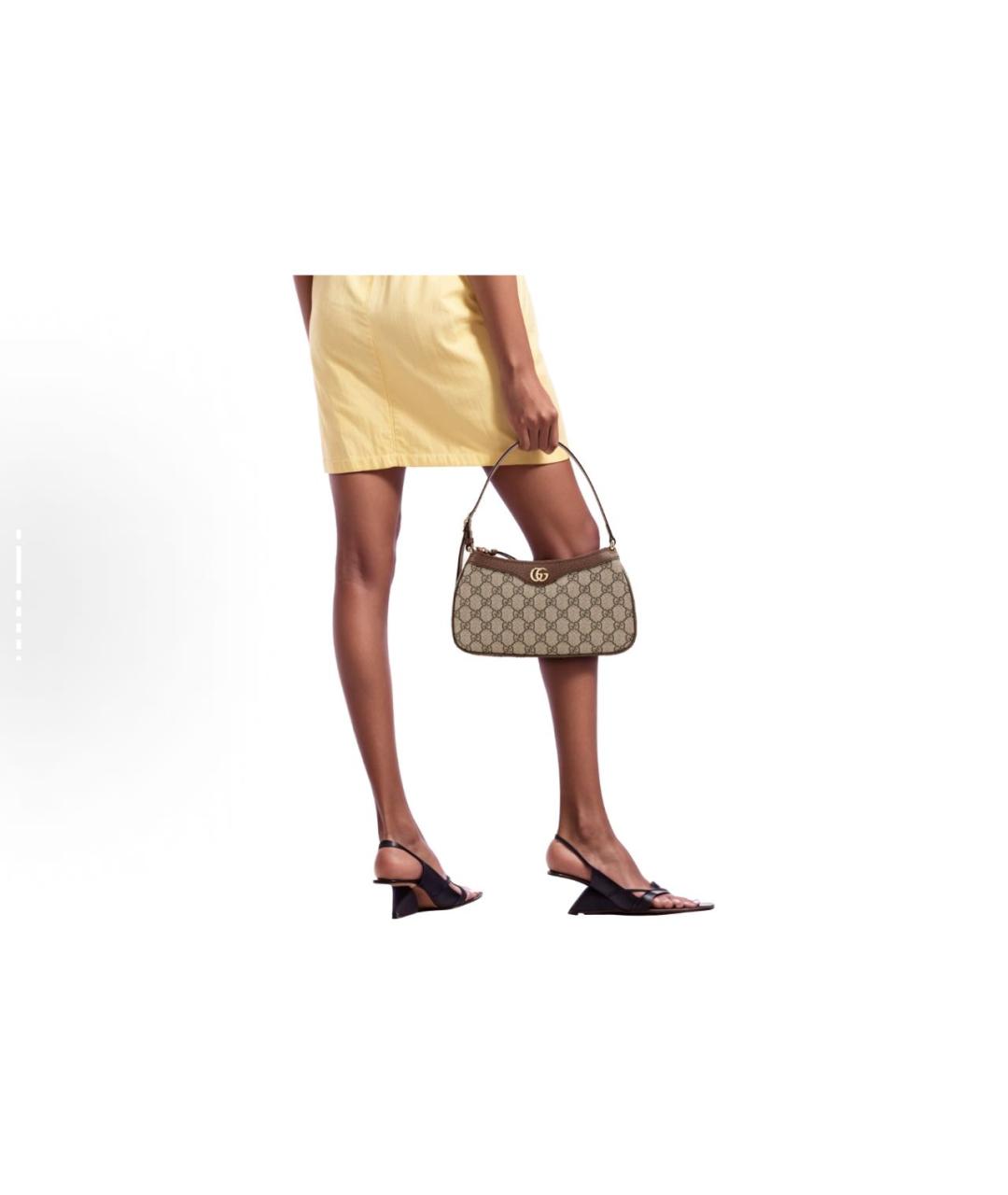 GUCCI Бежевая кожаная сумка с короткими ручками, фото 4