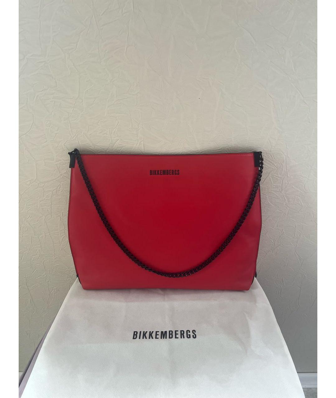 BIKKEMBERGS Красная сумка через плечо из искусственной кожи, фото 7