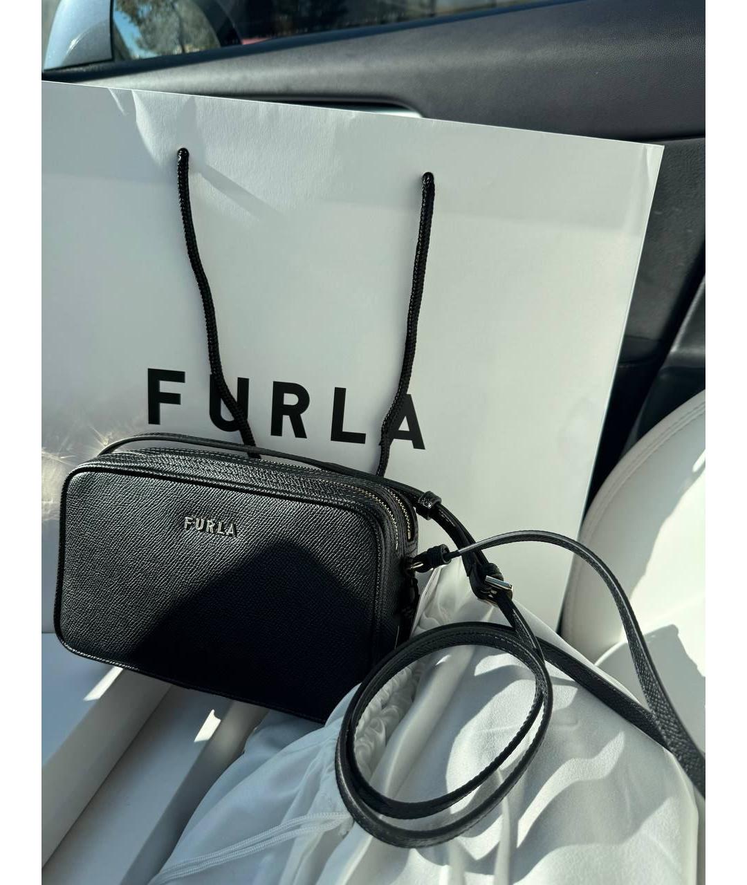 FURLA Черная кожаная сумка через плечо, фото 4