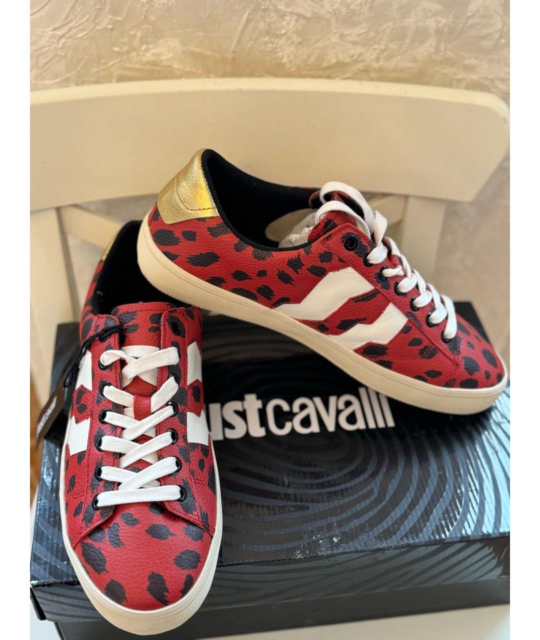 JUST CAVALLI Красные кожаные кеды, фото 3