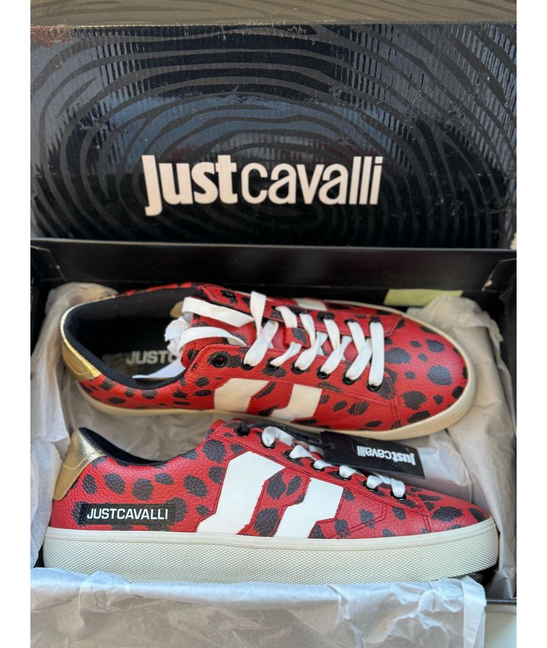 JUST CAVALLI Красные кожаные кеды, фото 4
