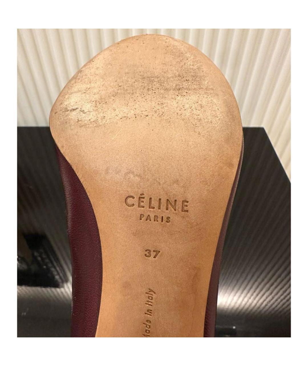 CELINE Бордовые кожаные туфли, фото 5