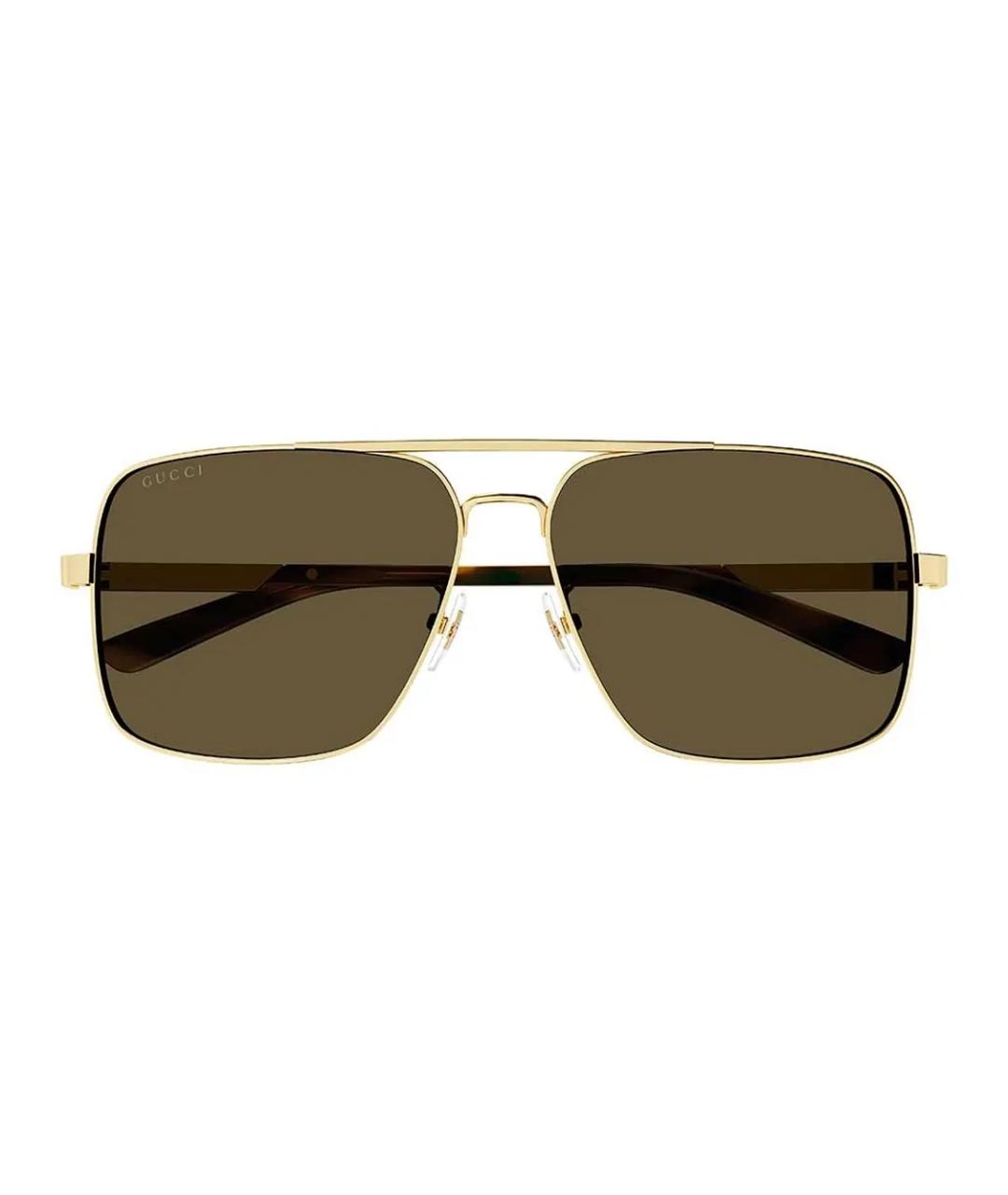 GUCCI Золотые металлические солнцезащитные очки, фото 2