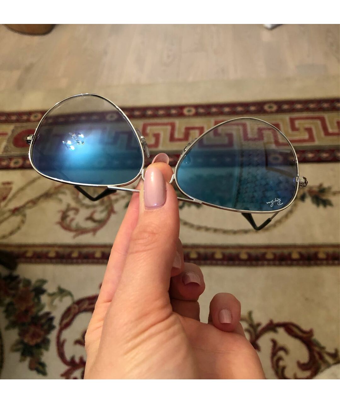 RAY BAN Темно-синие металлические солнцезащитные очки, фото 4