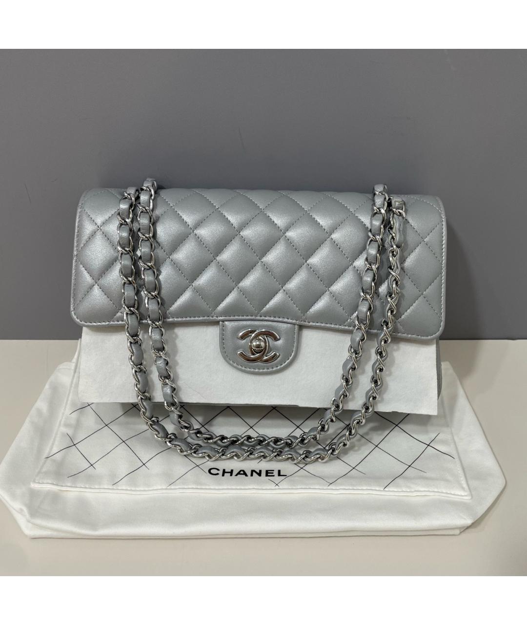 CHANEL Серебряная кожаная сумка через плечо, фото 5