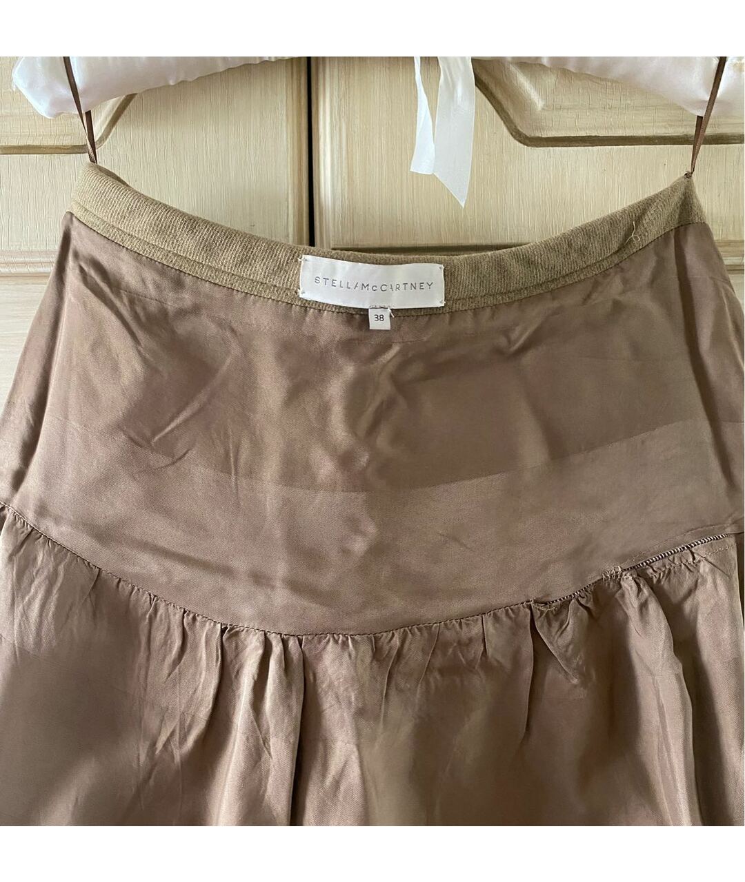 STELLA MCCARTNEY Бежевая шелковая юбка мини, фото 2