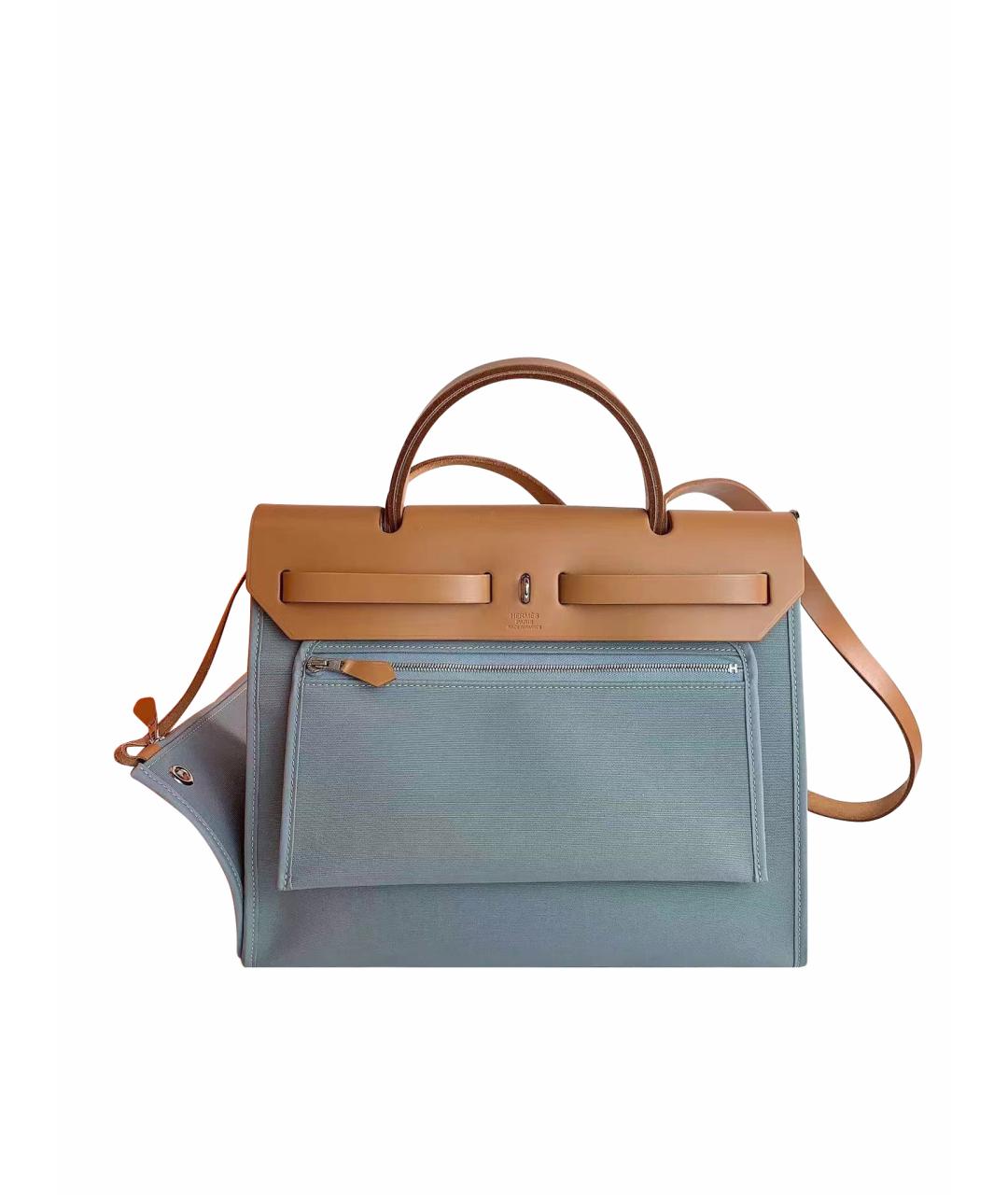 HERMES Голубая сумка с короткими ручками, фото 1