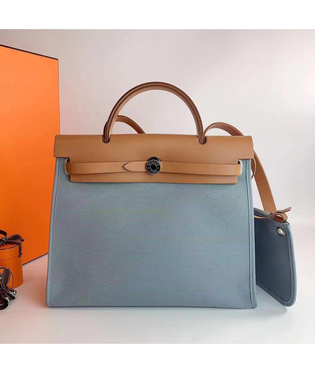 HERMES Голубая сумка с короткими ручками, фото 2