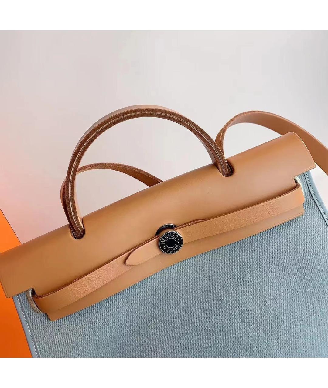 HERMES Голубая сумка с короткими ручками, фото 5