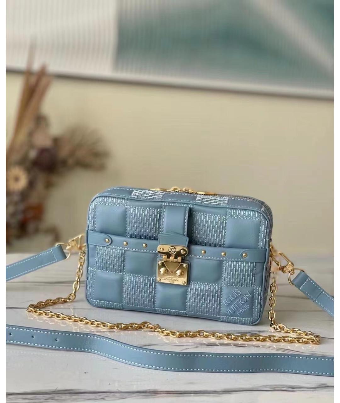 LOUIS VUITTON Голубая кожаная сумка через плечо, фото 7