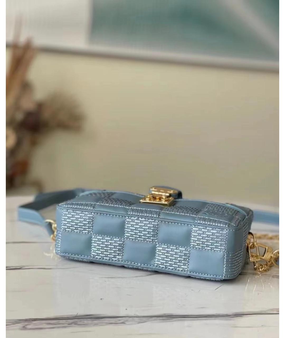 LOUIS VUITTON Голубая кожаная сумка через плечо, фото 4