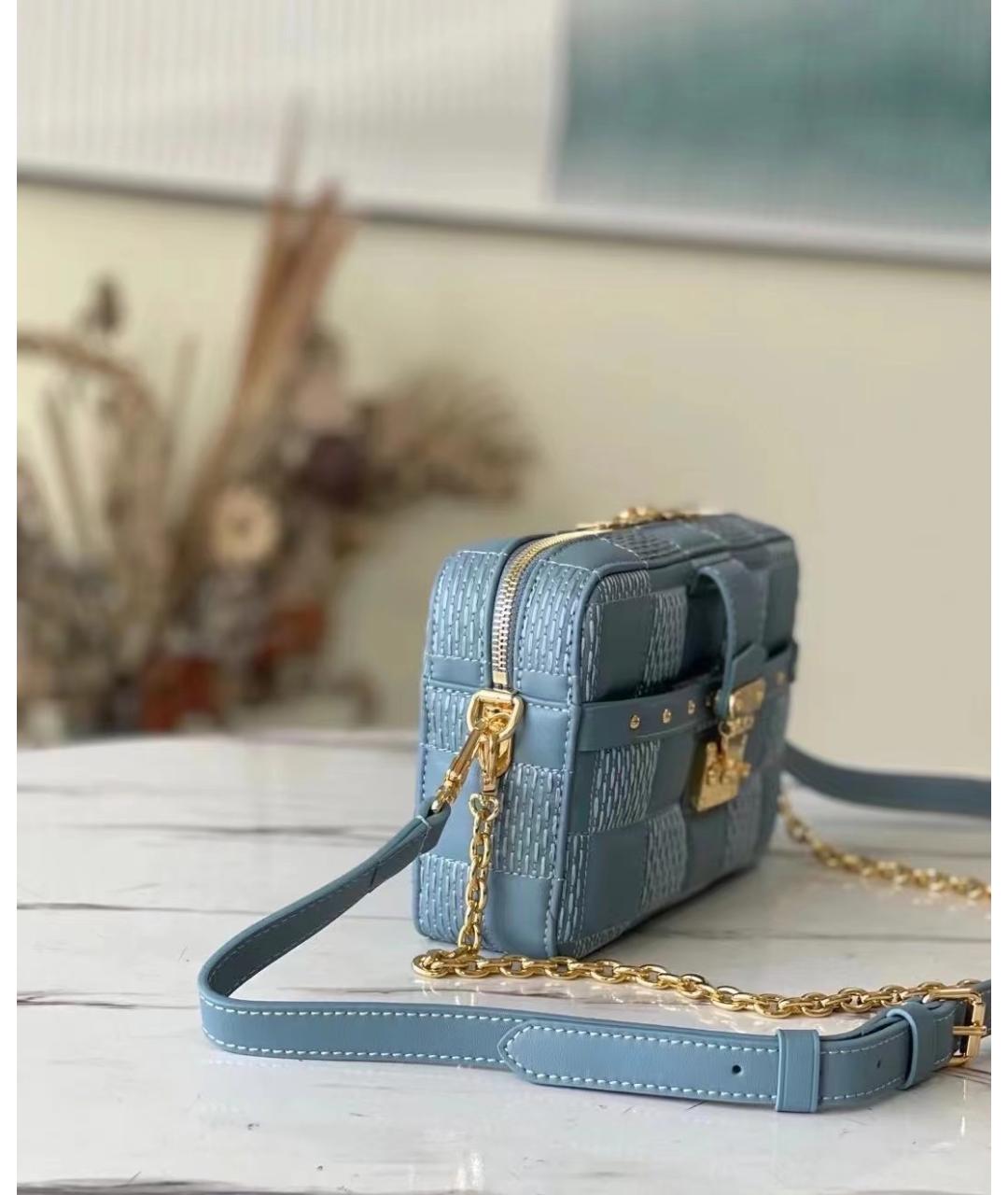 LOUIS VUITTON Голубая кожаная сумка через плечо, фото 3