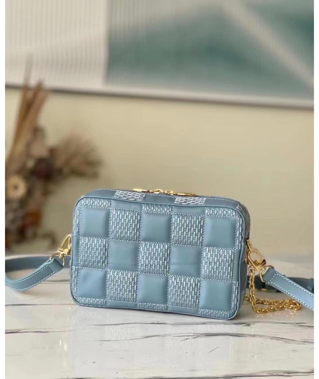 LOUIS VUITTON Голубая кожаная сумка через плечо, фото 2