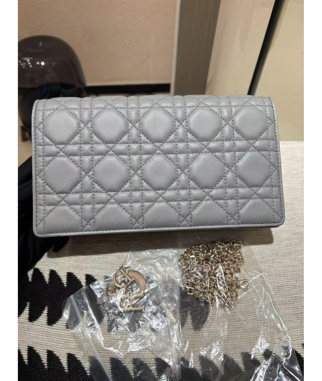 CHRISTIAN DIOR Голубая кожаная сумка через плечо, фото 7