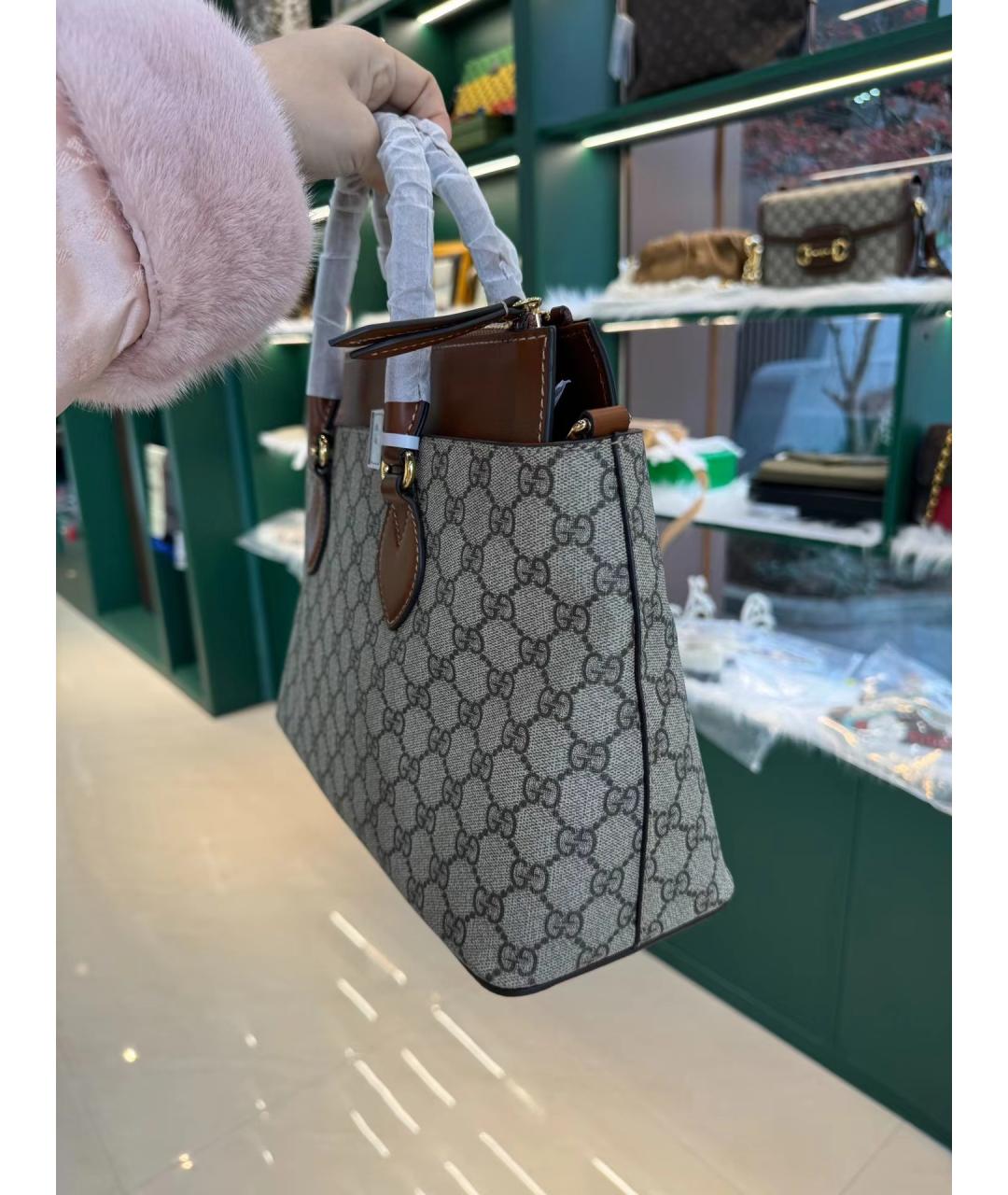 GUCCI Серая сумка с короткими ручками, фото 4