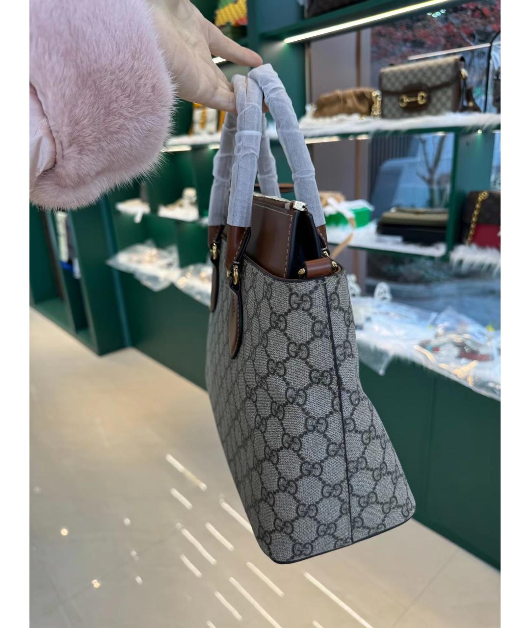 GUCCI Серая сумка с короткими ручками, фото 3