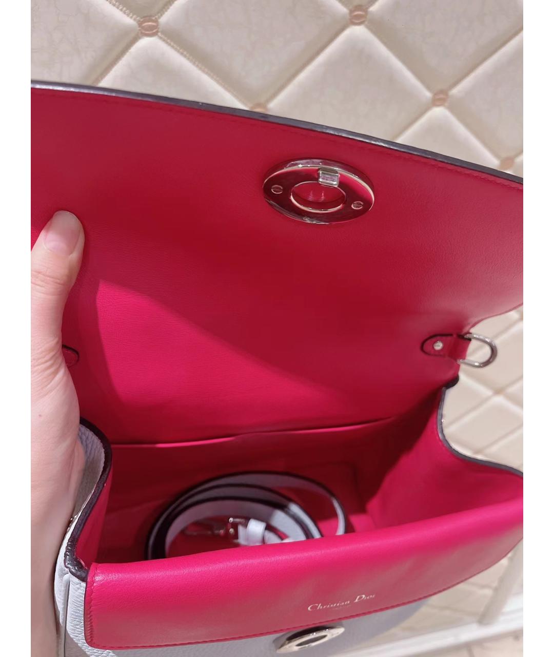 CHRISTIAN DIOR Белая кожаная сумка через плечо, фото 7